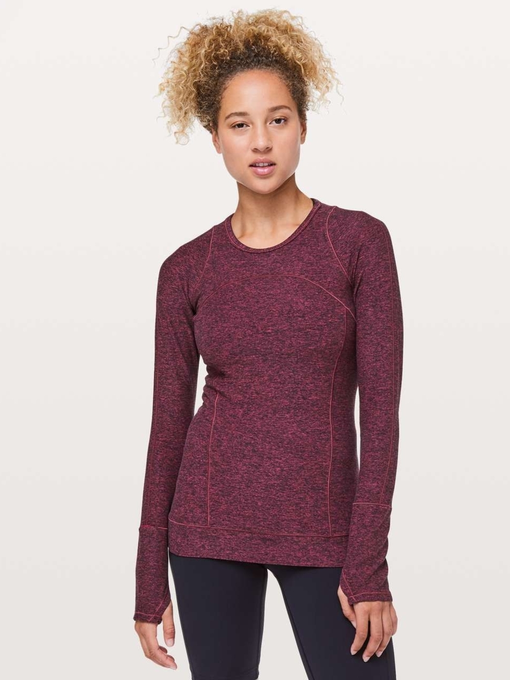 Lululemon Athletica Marled Plum-Blend Long Sleeve Top Size 8